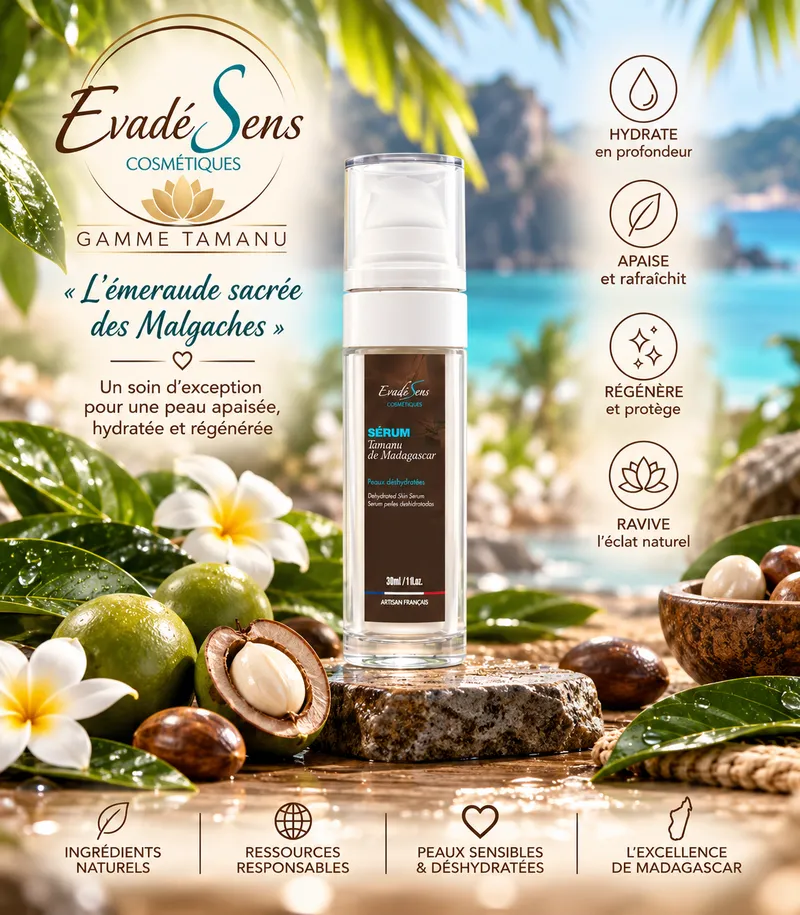 Sérum Tamanu – NOUVEAU PACKAGING RECHARGEABLE 30 mL Gamme Tamanu (peaux déshydratées, sensibles)